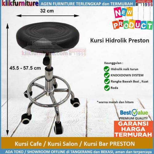 Kursi Salon Bulat Kursi Sulam Alis Kursi Bar Hidrolik PRESTON