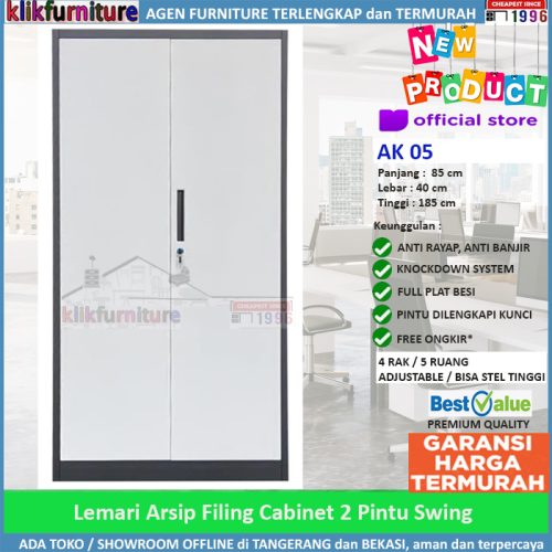 Filing Cabinet Besi Lemari Arsip Kantor 2 Pintu Full Plat AK 05