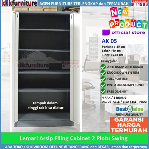 Filing Cabinet Besi Lemari Arsip Kantor 2 Pintu Full Plat AK 05