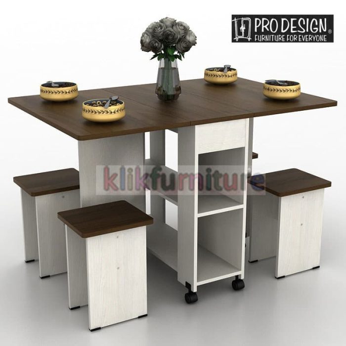 ALLISON DT120 PRODESIGN Meja Makan Kayu Lipat Roda