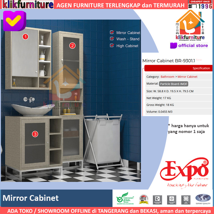 BR 9301.1 EXPO Rak Cabinet Gantung Mirror Cabinet Kamar Mandi