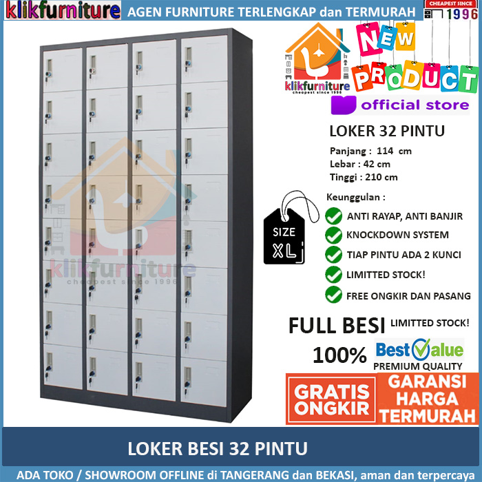 Lemari Loker Locker Cabinet 32 Pintu Full Besi LK32