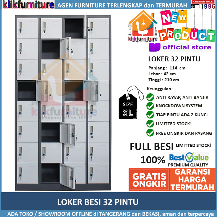 Lemari Loker Locker Cabinet 32 Pintu Full Besi AKL 32