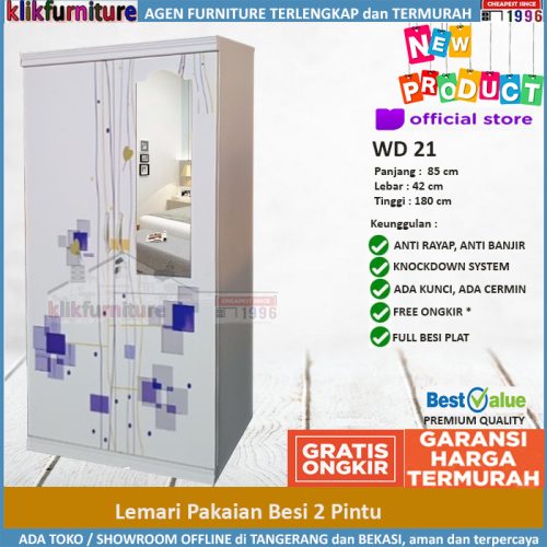 Lemari Pakaian Besi 2 Pintu Anti Banjir Rayap WD 21