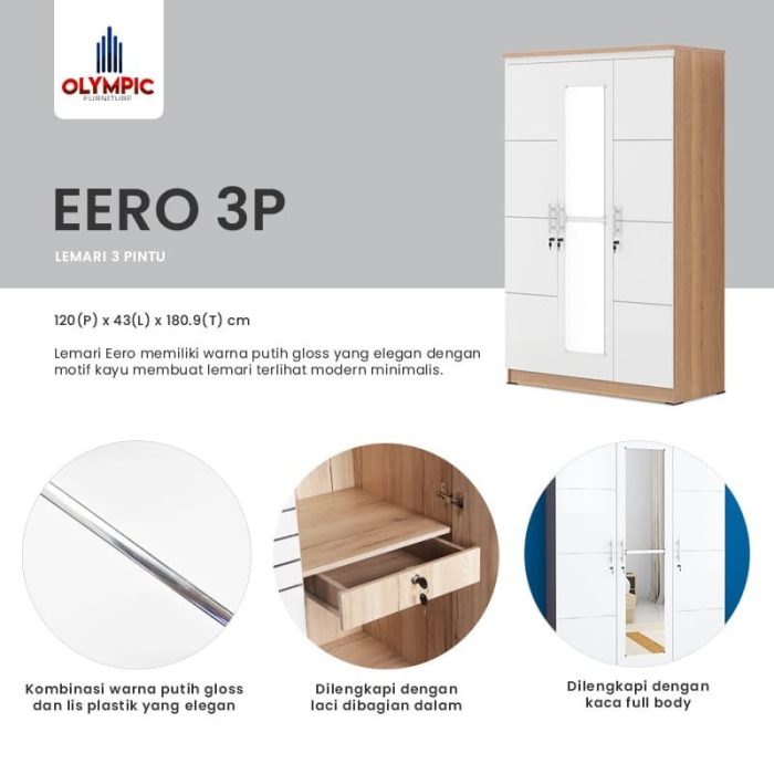 Lemari Pakaian Olympic EERO 3P