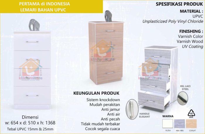 BARU Bahan UPVC Rak Serbaguna 4 Susun / Laci Drawer DMP 0401