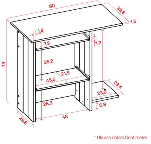 meja komputer meja belajar cd18