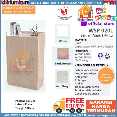 BARU Lemari Anak Bahan UPVC Anti Rayap Anti Jamur Air Karat WSP 0201