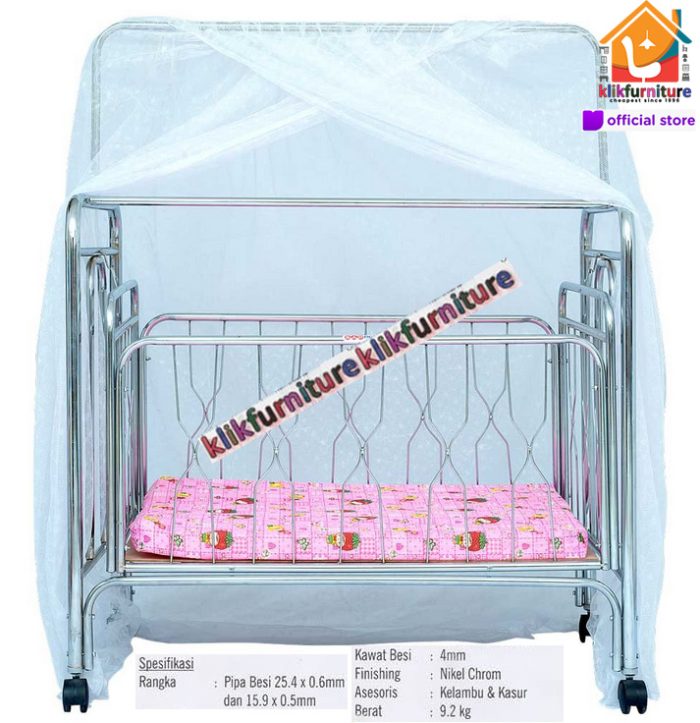 Baby Box / Ranjang Bayi Besi Ayun + Kelambu