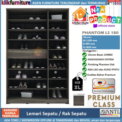 Lemari Sepatu Rak Sepatu 3 Pintu Jumbo PHANTOM LS 180