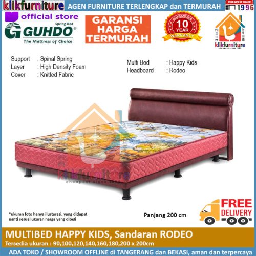 Multibed Happy Kids 2m Sandaran Rodeo Guhdo Springbed