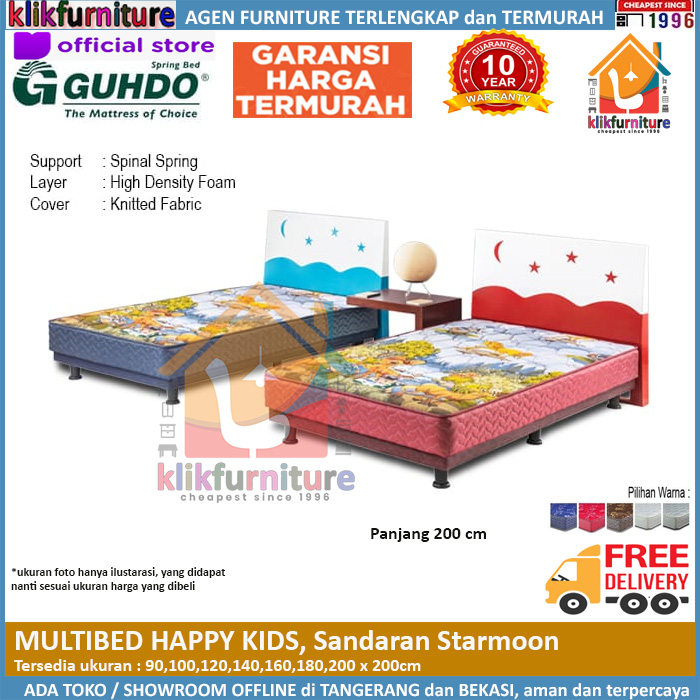 Multibed Happy Kids 2m Sandaran Starmoon Guhdo Springbed