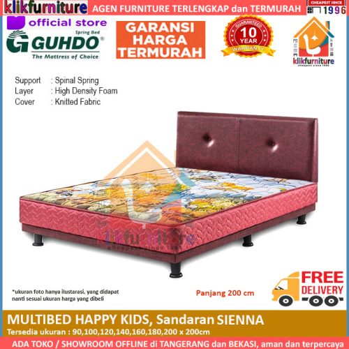 Multibed Happy Kids 2m Sandaran SIENNA Guhdo Springbed