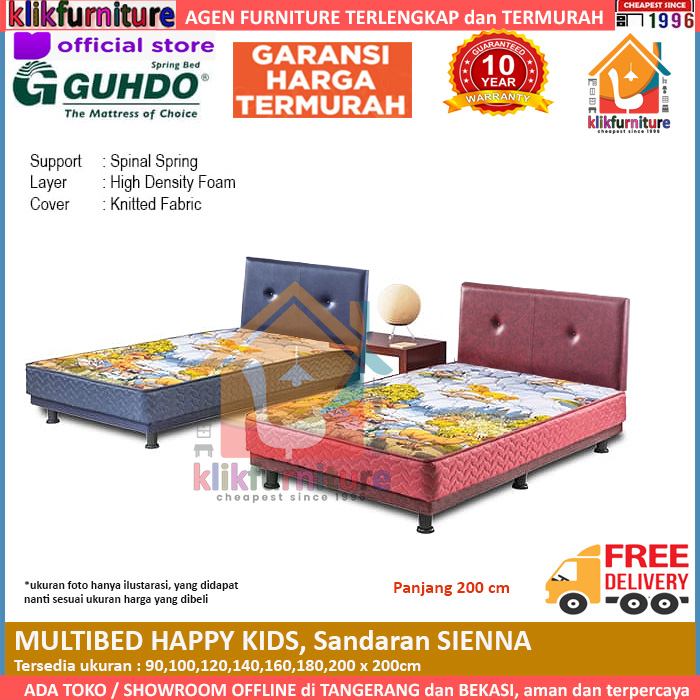 Multibed Happy Kids 2m Sandaran SIENNA Guhdo Springbed
