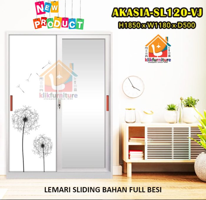 Lemari Pakaian Besi Sliding Anti Air Rayap Jamur AKASIA 120