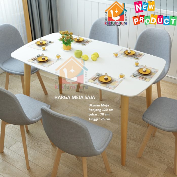 Meja Makan Scandinavia Minimalis Modern 120x70cm