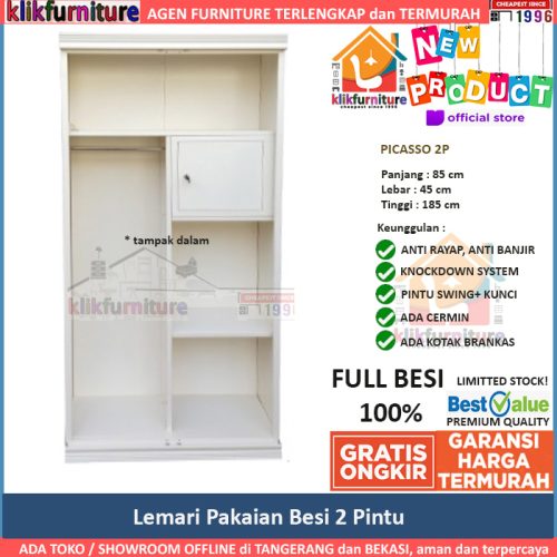 Lemari Pakaian Besi 2 Pintu Anti Air Banjir Anti Rayap PICASSO 2P