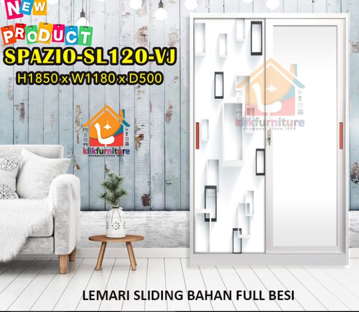 Lemari Pakaian Besi Sliding Anti Air Rayap Jamur SPAZIO 120