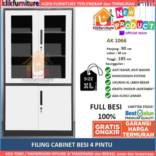 Size JUMBO Filing Cabinet Besi Lemari Arsip Kantor 4 Pintu AK 1066 XL