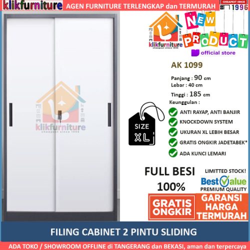 Size XL Lemari Arsip Filing Cabinet Besi Pintu Sliding Plat AK 1099 Jumbo