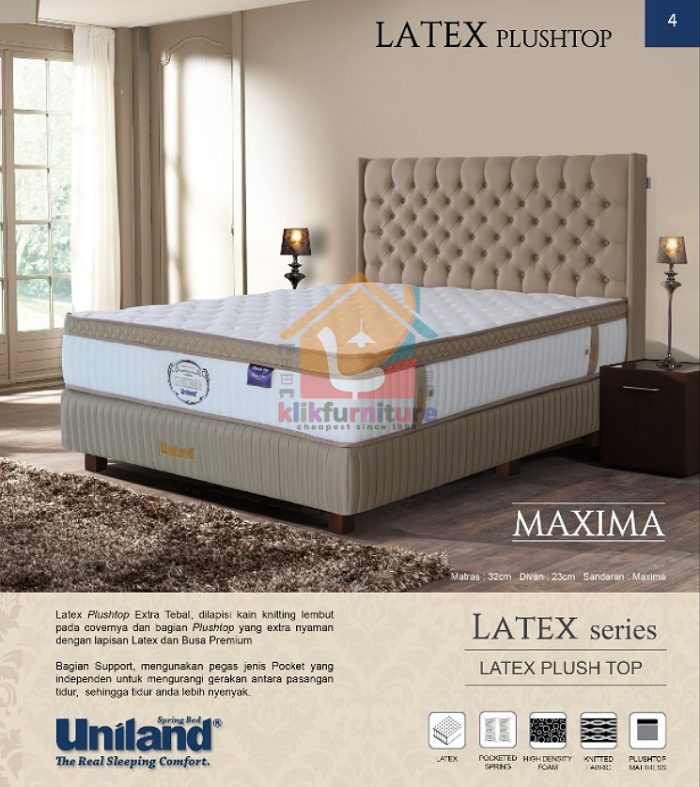 Bed Set Latex Pocket Plushtop MAXIMA Uniland Springbed