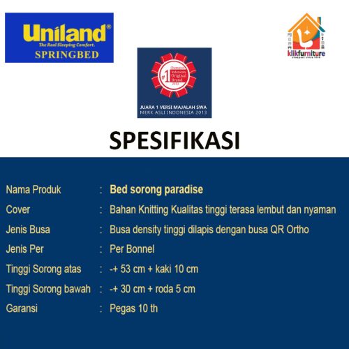 spesifikasi 2in1 uniland paradise