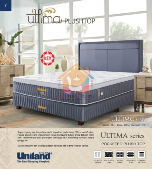 Bed Set Ultima Pocket Plushtop ULLIMO Grey Uniland Springbed