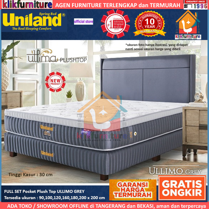 Bed Set Ultima Pocket Plushtop ULLIMO Grey Uniland Springbed