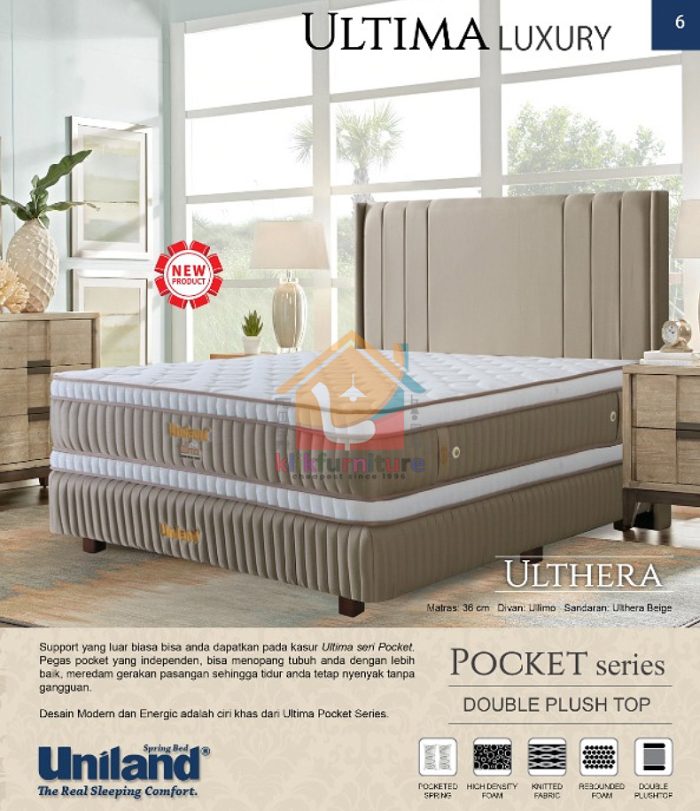 Bed Set Ultima Pocket Double Plushtop ULTHERA Beige Uniland Springbed