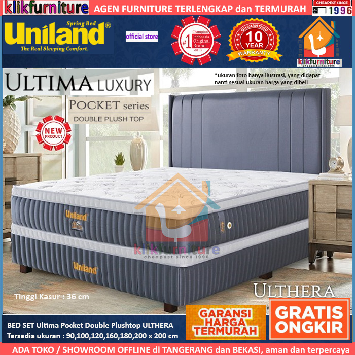 Bed Set Ultima Pocket Double Plushtop ULTHERA Grey Uniland Springbed