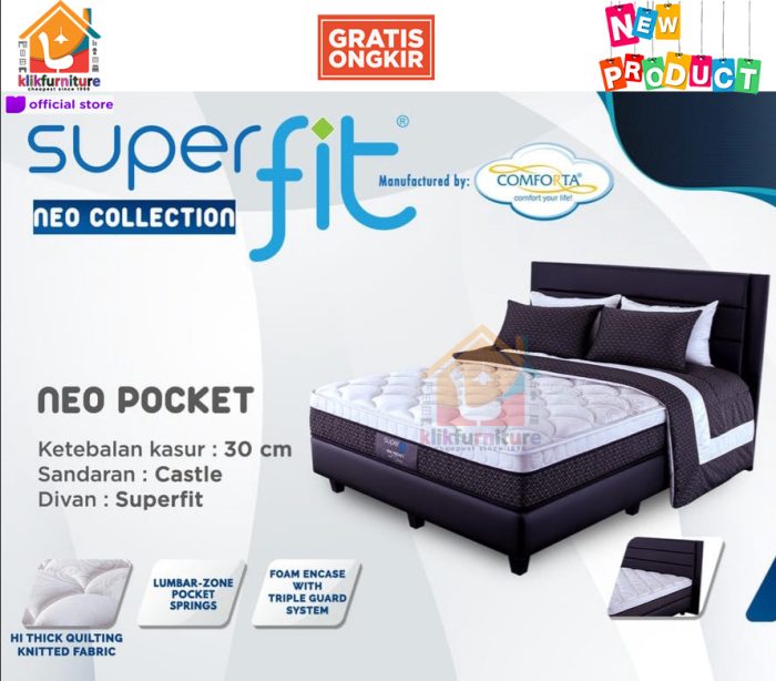 (1 set) Springbed Superfit NEO POCKET Sandaran Castle by Comforta Springbed