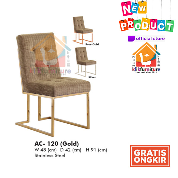 Meja Makan Import UNION GLASS Stainless Gold/Rosegold AC 120 Aveda
