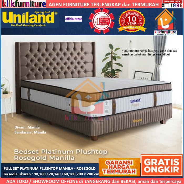 Bed Set PLATINUM Plushtop Manila Uniland Springbed - Rosegold