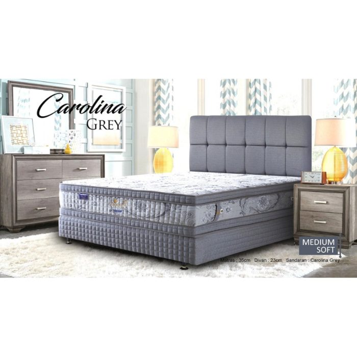 Bed Set Paradise Double Plushtop Carolina Grey Uniland Springbed