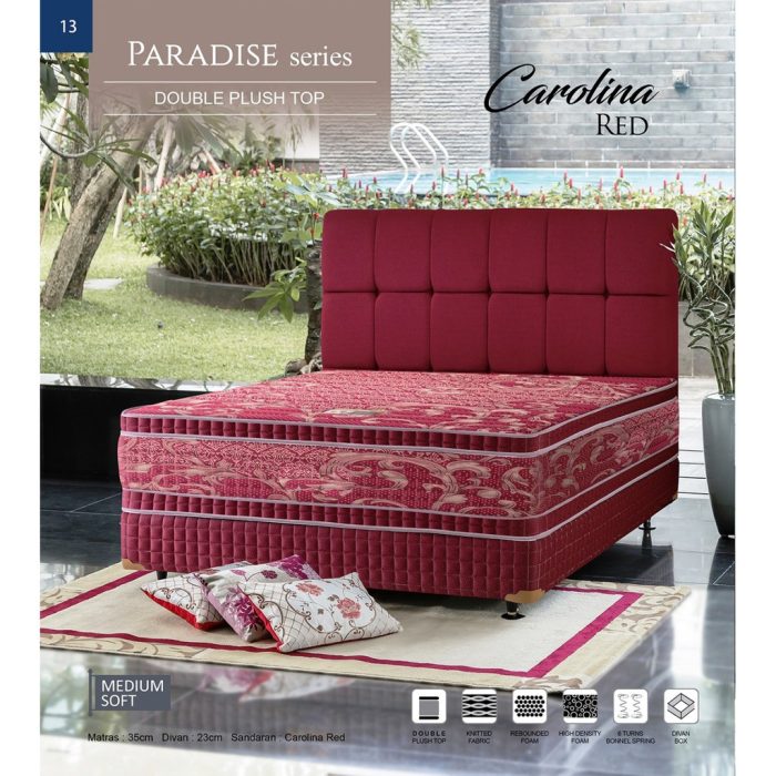 Bed Set Paradise Double Plushtop Carolina Red Uniland Springbed