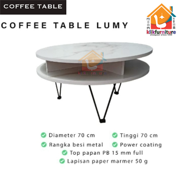 Coffee Table Bulat Meja Tamu Scandinavian Minimalis Modern CT LUMY 70