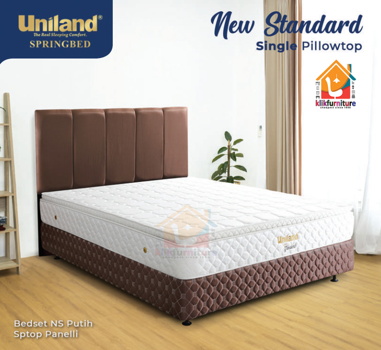 Bed Set New Standard Pillowtop Panelli Putih Uniland Springbed