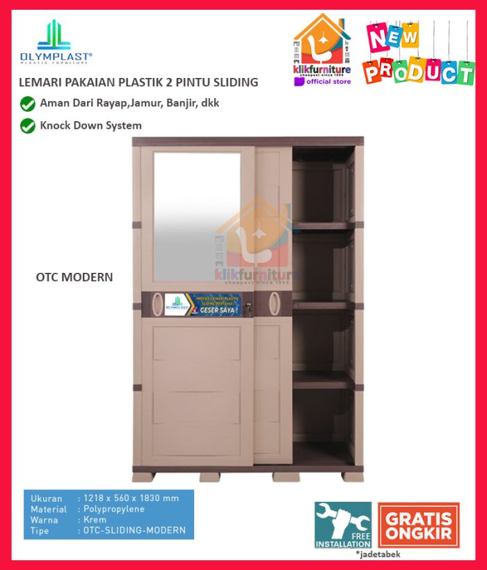 Lemari Pakaian Plastik 2 Pintu Sliding Olymplast OTC Sliding Modern