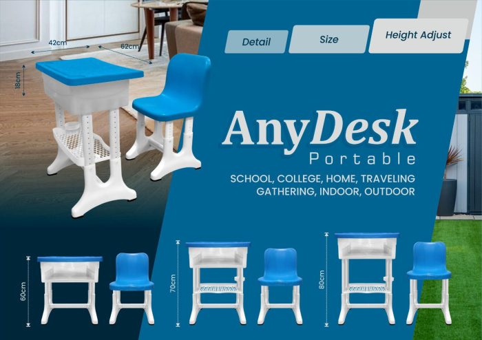 Set Meja Belajar Anak Meja Sekolah Meja Les Kursus ANYDESK