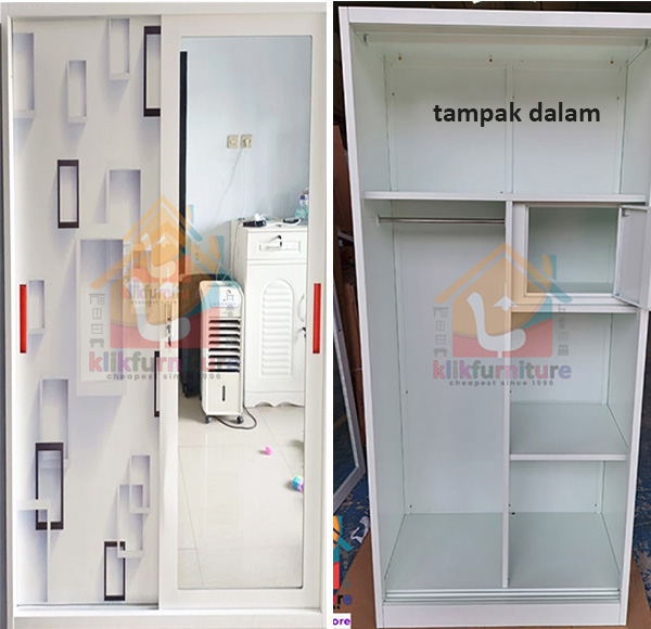 PROMO Lemari Pakaian Full Besi Pintu SLIDING Anti Rayap Banjir SPAZIO 90