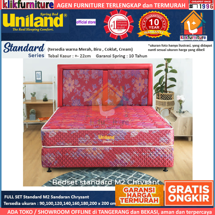 Bed Set Standard Sandaran Chrysant Uniland Springbed