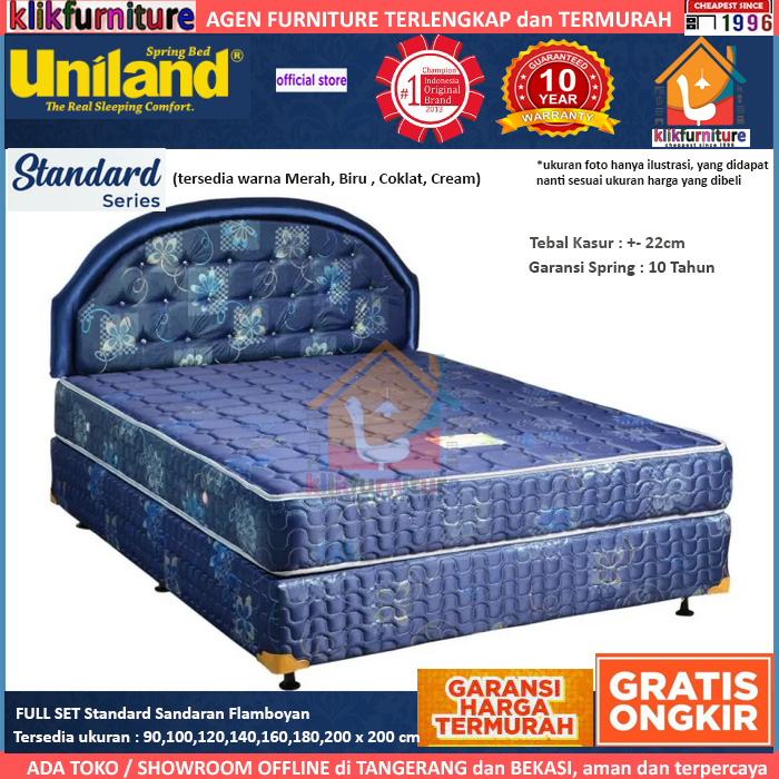 Bed Set Standard Sandaran Flamboyan Uniland Springbed