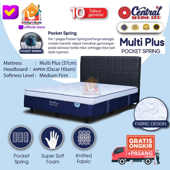 (1 Set) Multi Plus Pocket Sandaran Aspen Central Springbed