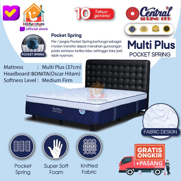 (1 Set) Multi Plus Pocket Sandaran Bonita Central Springbed