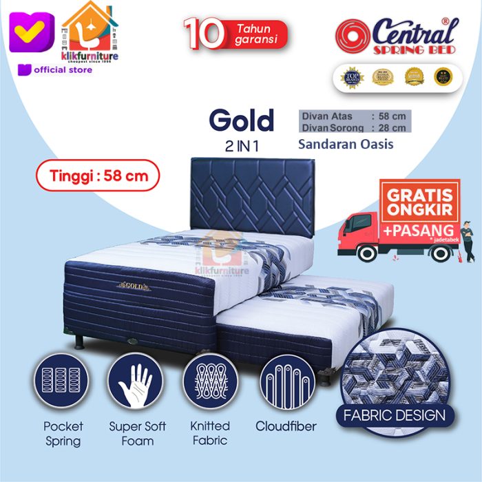 (1 Set) Gold 2in1 Two in One Sandaran OASIS Central Springbed