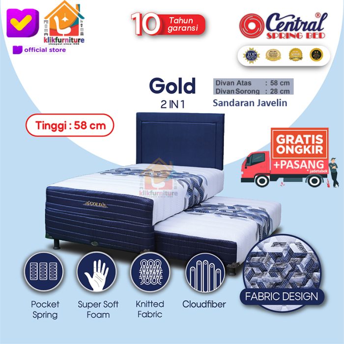 (1 Set) Gold 2in1 Two in One Sandaran Javelin Central Springbed