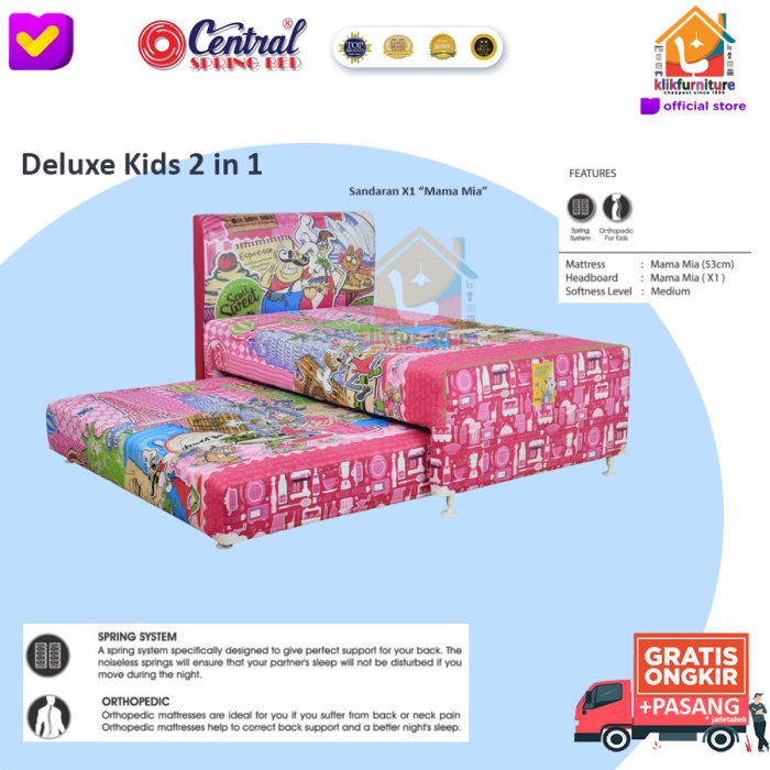 (1 Set) Deluxe Kids 2in1 Sandaran X1 Mama Mia Central Springbed