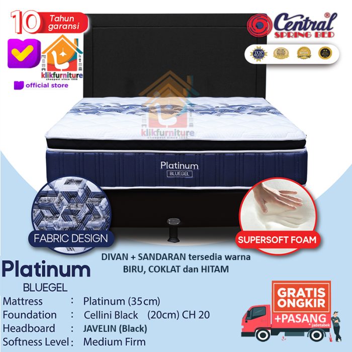 (1 set) Platinum Pillow Top With Bluegel Hb Javelin Central Springbed