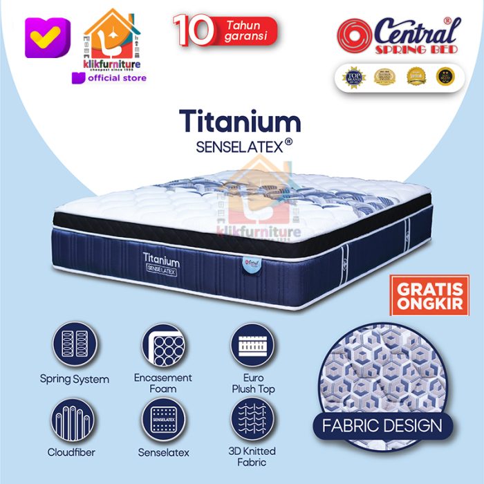 (kasur saja) Titanium Plush Top 38 cm Senselatex Central Springbed