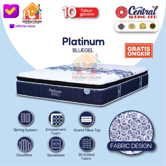 (kasur saja) Platinum Pillow Top 35 cm with Bluegel Central Springbed